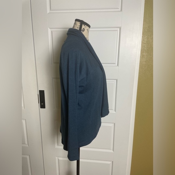 ATHLETA DEEP BLUE HEATHER LONG SLEEVE POCKETS NIRVANA PRANAYAMA WRAP CARDIGAN - Picture 5 of 10